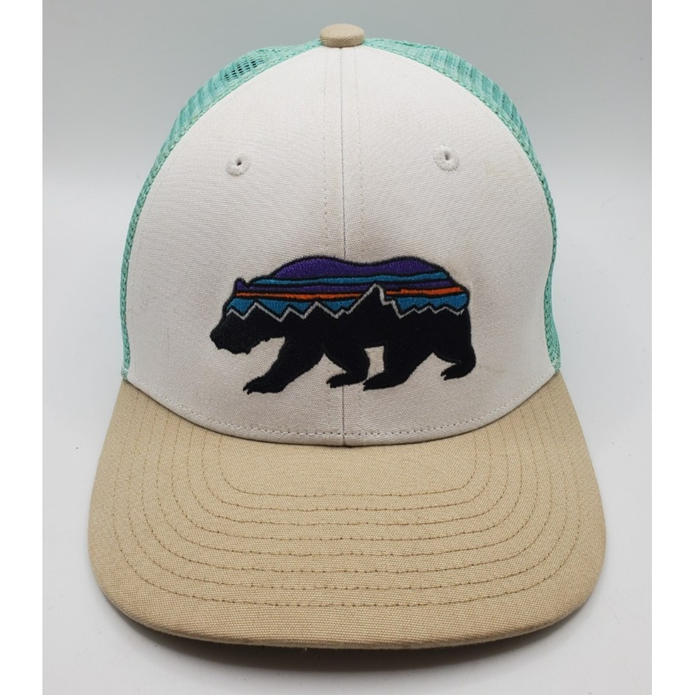 Patagonia Cap Snapback Turquoise Bear Grizzly Fitz Roy Mesh‎ Back Trucker